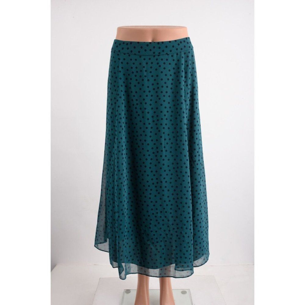 Boden Womens Serena Midi Skirt UK 16 US 12 Green Blue Polka-Dot